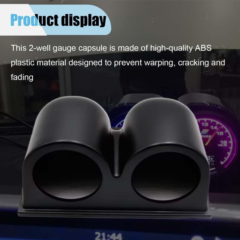 BDZMC Universal Black 2" 52mm Dual Hole Gauge Dashboard Pod, ABS Plastic Car Dash Meter Cup Gauge Pod Mount Holder, Fit Most Cars, Trucks, Boats(Two Hole) - Image 5